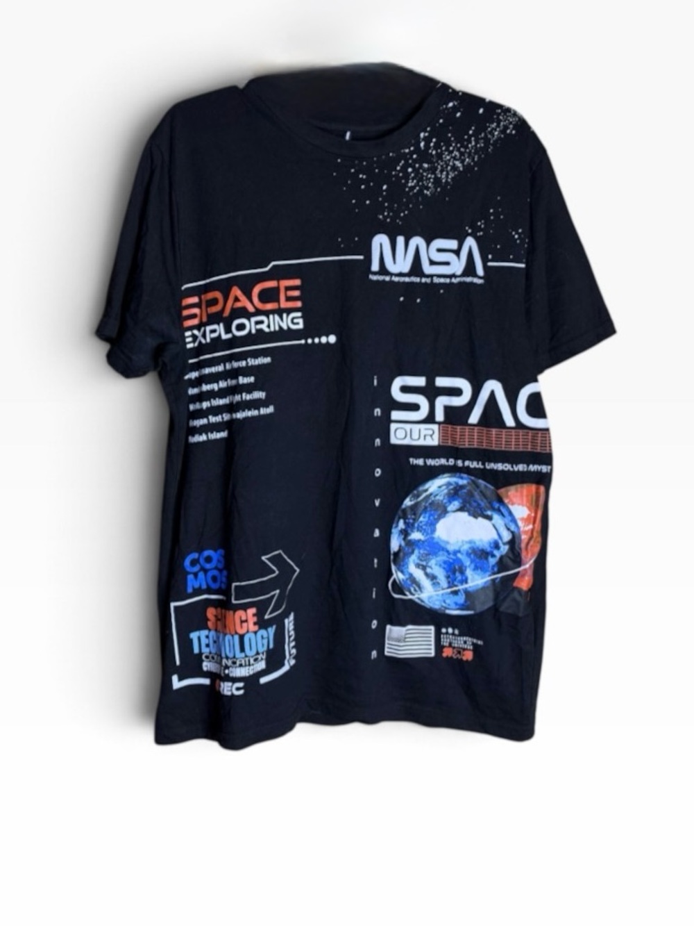 Southpole NASA Space Exploring Graphic T Shirt Large Black Streetwear